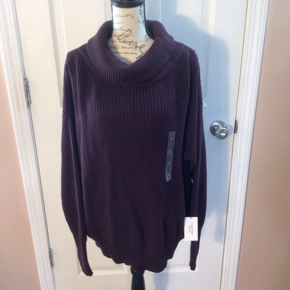 Women’s Calvin Klein Oversized Purple Cowl Neck Sweater‎ Size Large - Picture 1 of 9